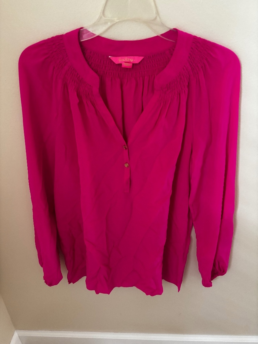 Lilly Pulitzer Elsa Pink Silk Blouse Size small